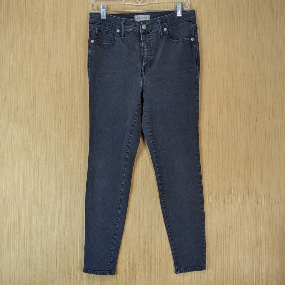 Madewell 9 High-Rise Skinny Jeans Black Gray Denim Size 31 Boho Grunge Stretch